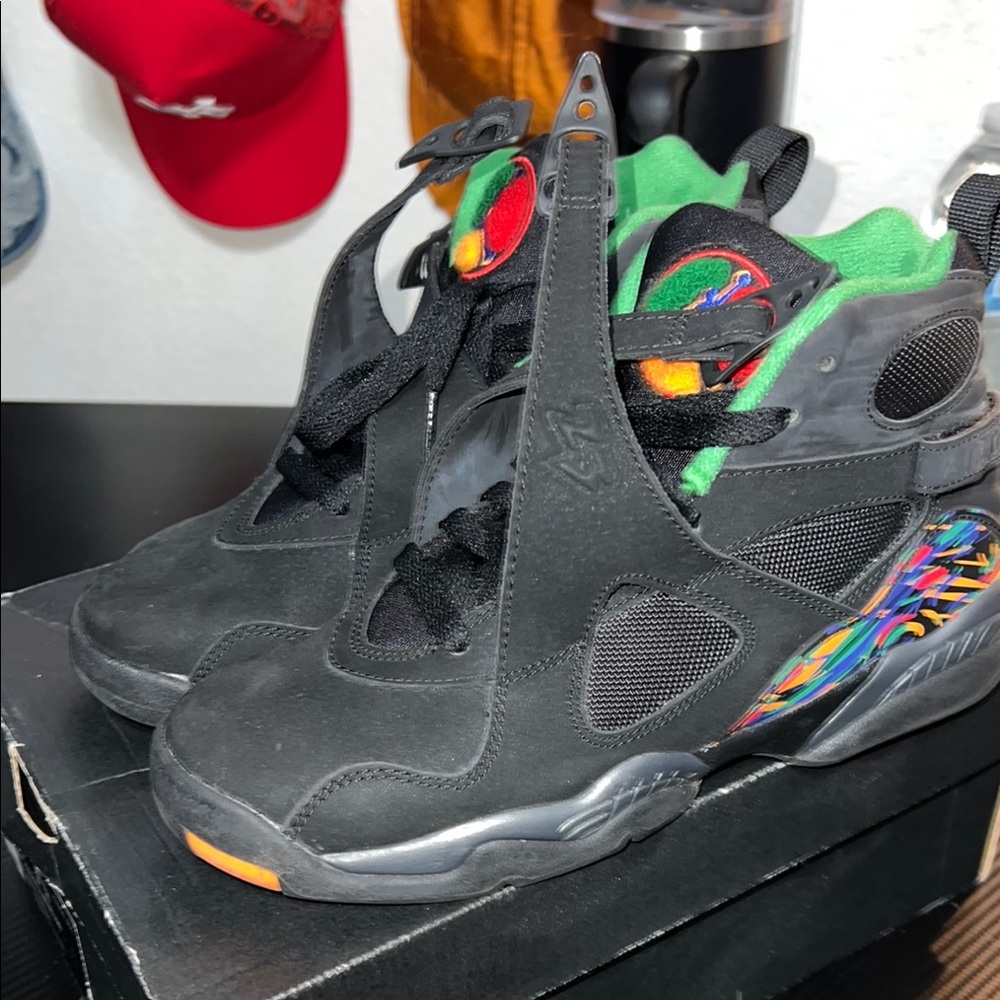 Jordan Kids Sneakers in Black and Green with Multicolor Accents